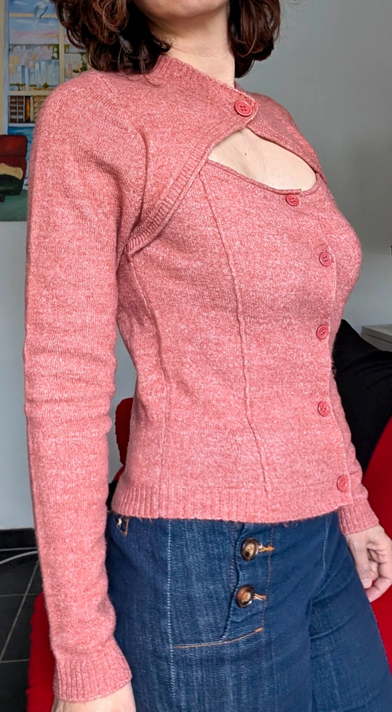 Pull femme vieux rose chic 34 – photo 2